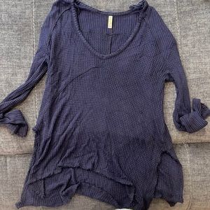 Free people waffle blue sweater